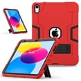 thumbnail image 1 of ELEHOLD Rugged Hybrid Case for iPad 10th Generation 10.9" 2022, Tri-Layers Hard PC Soft Silicone Hidden Kickstand Anti-Scratch Shockproof Heavy Duty Case for Kids Men Women,Red+Black, 1 of 8