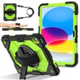thumbnail image 1 of ELEHOLD Rugged Hybrid Case for iPad 11th Gen (A16) 2025 11-inch,with Built-in Kickstand 360° Rotating Handstrap Pencil Holder Crossbody Shoulder Strap Shockproof Heavy Duty Case,Black/Green, 1 of 10