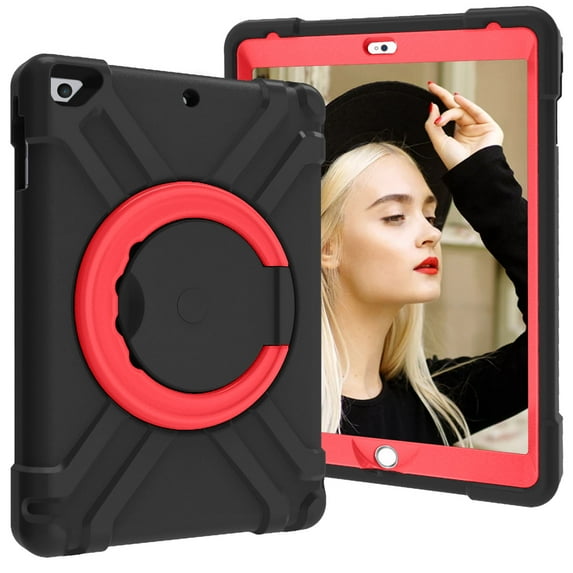 ELEHOLD Rugged Hybrid Case for iPad 6th/5th Gen/Pro 9.7 (2018/2017/2016) Full-Body Protective 360° Rotation Bracket Kickstand Function Shockproof Heavy Duty Case,For iPad 9.7,A