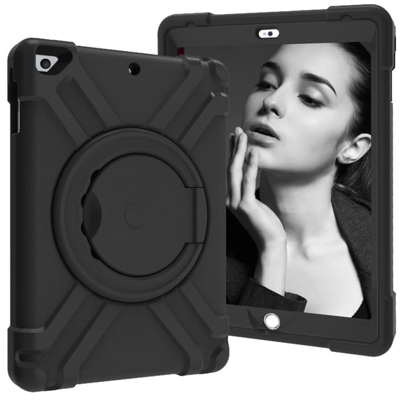 ELEHOLD Rugged Hybrid Case for iPad 6th/5th Gen/Pro 9.7 (2018/2017/2016) Full-Body Protective 360° Rotation Bracket Kickstand Function Shockproof Heavy Duty Case,For iPad 9.7,B