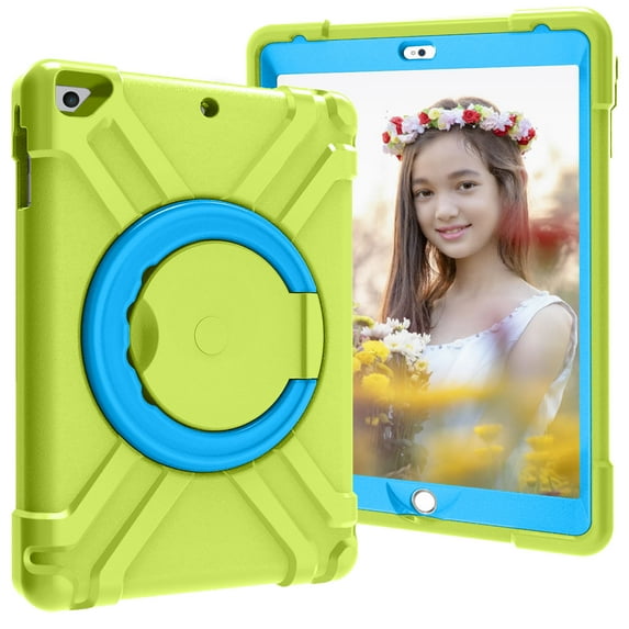 ELEHOLD Rugged Hybrid Case for iPad 6th/5th Gen/Pro 9.7 (2018/2017/2016) Full-Body Protective 360° Rotation Bracket Kickstand Function Shockproof Heavy Duty Case,For iPad 9.7,D