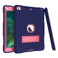 thumbnail image 1 of ELEHOLD Rugged Hybrid Case for iPad 6th/5th Gen/Pro 9.7 inch (2018/2017/2016) Three-Layer Full Protection Hidden Kickstand Shockproof Durable Case for iPad 9.7 ,NavyBlue+Rose, 1 of 7
