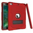 thumbnail image 1 of ELEHOLD Rugged Hybrid Case for iPad 6th/5th Gen/Pro 9.7 inch (2018/2017/2016) Three-Layer Full Protection Hidden Kickstand Shockproof Durable Case for iPad 9.7 ,Red, 1 of 7