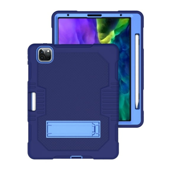 ELEHOLD Rugged Hybrid Case for iPad Pro 12.9 2022/2021/2020/2018 Three-Layer Full Protection Hidden Kickstand Pencil Holder Shockproof Durable Case for iPad Pro 12.9 inch,Navyblue