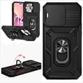thumbnail image 1 of ELEHOLD Rugged Hybrid Case for iPhone 14 Pro Max Heavy Duty Case with Slide Camera Cover 360° Ring Holder Kickstand Magentic Shockproof Protective Case For iPhone 14 Pro Max,6.7 inch,Black, 1 of 9