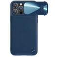 thumbnail image 1 of ELEHOLD Rugged Luxury Case for iPhone 14 Pro Max 6.7 inch Leather Back Slide Lens Cover Non-Slip Anti-Fingerprint Shockproof Protective Cover,Blue, 1 of 9