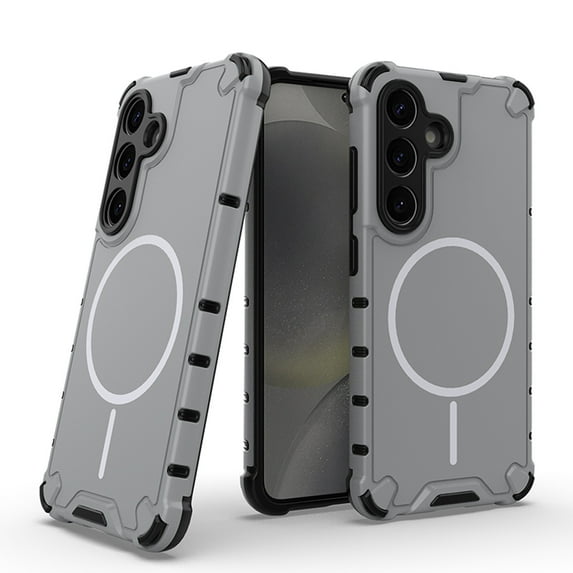 ELEHOLD Rugged Magnetic Case For Samsung Galaxy S25, Compatible With Mag-Safe Military Grade Shockproof Wireless Charging Protective Cover For Samsung Galaxy S25,Lightgray