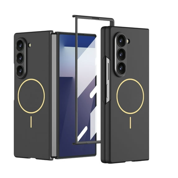 ELEHOLD Rugged Magnetic Case for Samsung Galaxy Z Fold 7 With Screen Protector,Wireless Charging Shockproof Slim Rugged Protective Case Cover,Black