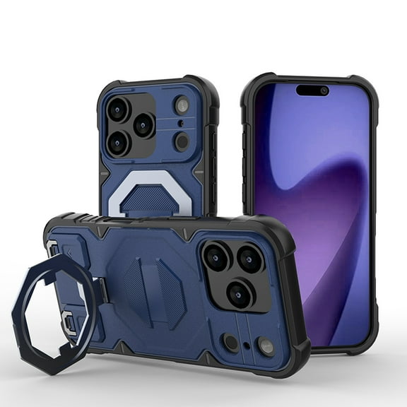 ELEHOLD Rugged  Magnetic Case for iPhone 17, Shockproof Military-Grade Rugged Ring Kickstand Drop Protection Phone Case Cover for iPhone 17,Darkblue