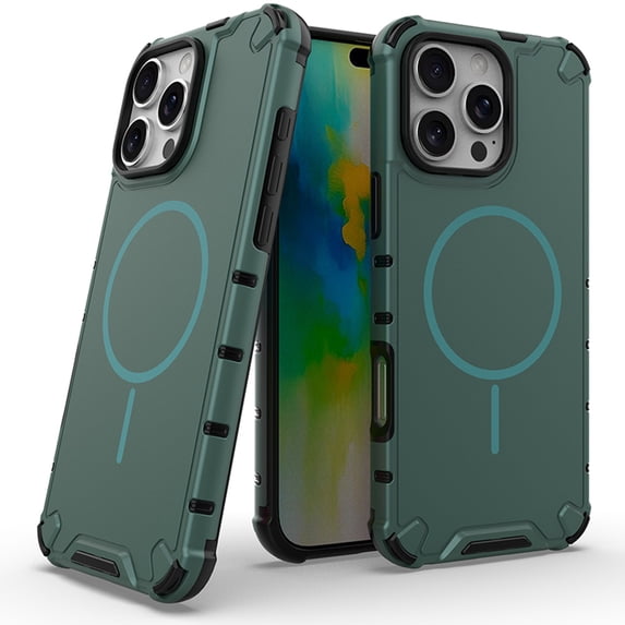ELEHOLD Rugged Magnetic Case For iPhone 14 Pro Max, Compatible With Mag-Safe Military Grade Shockproof Wireless Charging Protective Cover For iPhone 14 Pro Max,Darkgreen