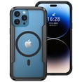 thumbnail image 1 of ELEHOLD Rugged Magnetic Case for iPhone 15 Pro Max,Hard PC Clear Back Aluminium Alloy Silicone Bumper Frame Compatible with Mag Safe Translucent Clear Shockproof Protective Case, Black, 1 of 8