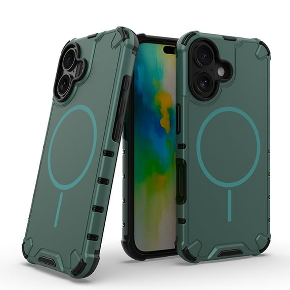 ELEHOLD Rugged Magnetic Case For iPhone 16 Plus, Compatible With Mag-Safe Military Grade Shockproof Wireless Charging Protective Cover For iPhone 16 Plus,Darkgreen