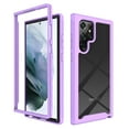 thumbnail image 1 of ELEHOLD Rugged Multilayer Case for Samsung Galaxy S22 Ultra 6.8 inch,Made of Hard Clear PC Back & TPU Bumper with Not Yellowing Technology Shockproof Full Body Protective Case, Purple, 1 of 7