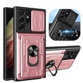thumbnail image 1 of ELEHOLD Rugged for Samsung Galaxy S24 Ultra Hybrid Case,with Ring Holder Stand Back Card Holder Silde Lens Cover Support Magnetic Car Mount Heavy Duty Shockproof Cover for Galaxy S24 Ultra,Rosegold, 1 of 10