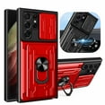 thumbnail image 1 of ELEHOLD Rugged for Samsung Galaxy S24 Ultra Hybrid Case,with Ring Holder Stand Back Card Holder Silde Lens Cover Support Magnetic Car Mount Heavy Duty Shockproof Cover for Galaxy S24 Ultra,Red, 1 of 10