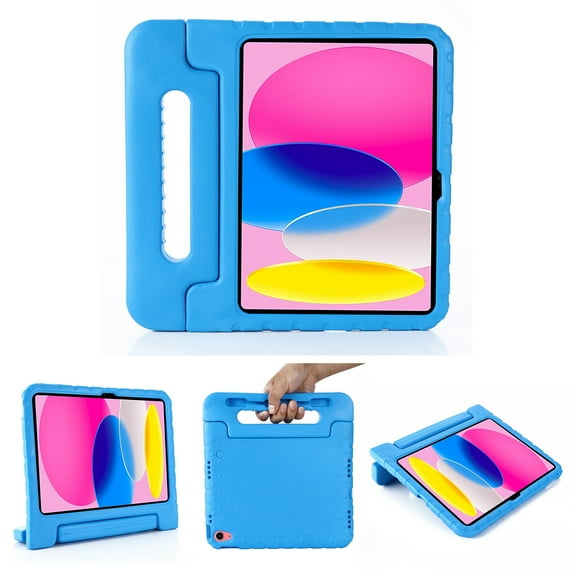 ELEHOLD Rugged Stand Case for iPad 10th Gen 10.9" 2022 Kids Friendly EVA Full Body Protective Handle Grip Kickstand Shockproof Case for iPad 10.9" 10th Gen,Blue