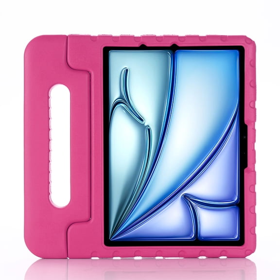 ELEHOLD Rugged Stand Case for iPad Air 11 inch 2024,iPad Pro 11 inch 2024 Kids Friendly EVA Full Body Protective Handle Grip Kickstand Shockproof Case,Rose