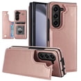 thumbnail image 1 of ELEHOLD Rugged Stand Wallet Case for Samsung Galaxy Z Fold5,with Card Holders Magnetic Button Kickstand Function Premium Leather Case for Samsung Galaxy Z Fold 5 2023,Rosegold, 1 of 9