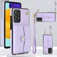 thumbnail image 1 of ELEHOLD for Samsung A70 6.7 (2019) Multi-Functional Wallet Case Organ Card Slots RFID Blocking Stand Function Wrist Strap Crossbody Shoulder Strap Shockproof Purse Case,purple, 1 of 9