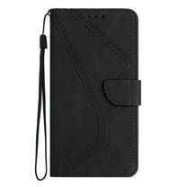 ELEHOLD for Samsung Galaxy A03S 6.5" (2021) Flip Wallet Case, Magnetic PU Leather Wallet Case with Card Holder Kickstand Hand Strap Shockproof Folio Flip Protective Cover, black