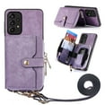 thumbnail image 1 of ELEHOLD Samsung Galaxy A04E Crossbody Wallet Case, Zipper PU Leather Phone Case with Card Holder Wrist Strap Purse Cover for Samsung Galaxy A04E,Purple, 1 of 7