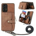 thumbnail image 1 of ELEHOLD Samsung Galaxy A12 5G Crossbody Wallet Case, Zipper PU Leather Phone Case with Card Holder Wrist Strap Purse Cover for Samsung Galaxy A12 5G,Brown, 1 of 7