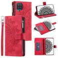 thumbnail image 1 of ELEHOLD for Samsung Galaxy A12 5G Multi-Function Wallet Case, Zipper Magnetic PU Leather Wrist Strap Card Holder Protective Wallet Stand for Women and Men Cover, red, 1 of 5