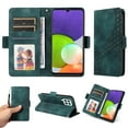 thumbnail image 1 of ELEHOLD For Samsung Galaxy A12 Leather Wallet Phone Case, Embossed Diamond Folio Flip Cover, Card Holder Cash Slot, Stand Support, Wrist Strap Lanyard -Green, 1 of 10