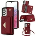 thumbnail image 1 of ELEHOLD for Samsung Galaxy A13 4G Case Premium Leather Wallet with Back Organ Card Holders Kickstand Function Crossbody Shoulder Strap Luxury Shockproof Women Purse Cover ,red, 1 of 5
