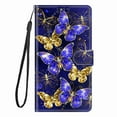thumbnail image 1 of ELEHOLD for Samsung Galaxy A13 4G Credit Card Wallet Case, Shockproof Drop Protection Wireless Charging Vegan PU Leather Magnetic Adjustable Stand Cover with Wrist Strap, Golden Butterfly, 1 of 6