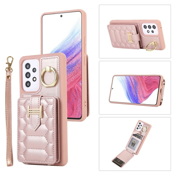 ELEHOLD for Samsung Galaxy A13 4G Crossbody Wallet Case with Card Holder Soft PU Leather Shockproof Protective Cover with Shoulder Strap for Women Girls for Samsung Galaxy A13 4G,rosegold
