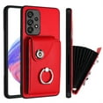 thumbnail image 1 of ELEHOLD for Samsung Galaxy A13 4G Wallet Case PU Leather Organ Card Slots Holders Magnetic Button Finger Ring Holder Stand Shockproof Full Protective Case,red, 1 of 7