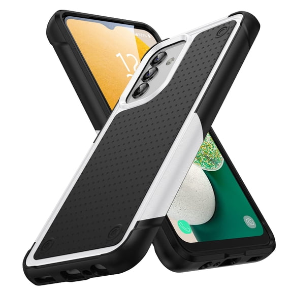ELEHOLD for Samsung Galaxy A13 5G 2021 Fit Case, Military-Grade Dual Layer Raised Frame Screen & Camera Lens Protective Armor Hybrid PC+TPU Anti-Drop Shockproof Slim Rugged Case,White