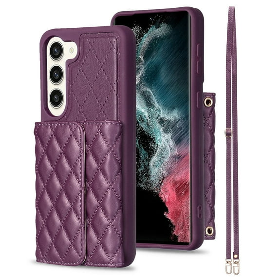 ELEHOLD for Samsung Galaxy A13 Case Wallet with Credit Card Holder Crossbody Lanyard, Soft PU Leather Magnetic Flip Folio Purse Case for Samsung Galaxy A13 5G,Purple