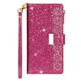 thumbnail image 1 of ELEHOLD for Samsung Galaxy A14 5G Stylish Flip Wallet Case,Bling Glitter Leather Zipper Pocket 9 Card Holders Stand Function Magnetic Clasp Detachable Lanyard Purse Case,Rose, 1 of 8