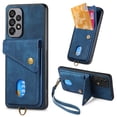 thumbnail image 1 of ELEHOLD for Samsung Galaxy A14 5G, Wallet Case with Card Slots,Rugged Shockproof Anti Scratch Kickstand with Hand Strap Wallet Case,Support Magnetic Car Mount, blue, 1 of 7