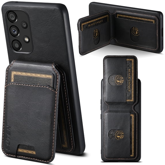 ELEHOLD for Samsung Galaxy A14 5G Wallet Case,Flip Back Card Holders Premium PU Leather Magentic Closure Stand Function Shockproof Protective Business Case for Men Women,Black