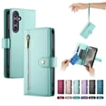 thumbnail image 1 of ELEHOLD for Samsung Galaxy A15 Flip Case, Wallet Zipper Magnetic Buckle Kickstand Wrist Strap Multifunctional Card Slots Wallet Business Case with Crossbody and Wrist Strap,Mint, 1 of 8