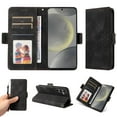 thumbnail image 1 of ELEHOLD For Samsung Galaxy A15 Leather Wallet Phone Case, Embossed Diamond Folio Flip Cover, Card Holder Cash Slot, Stand Support, Wrist Strap Lanyard -Black, 1 of 9