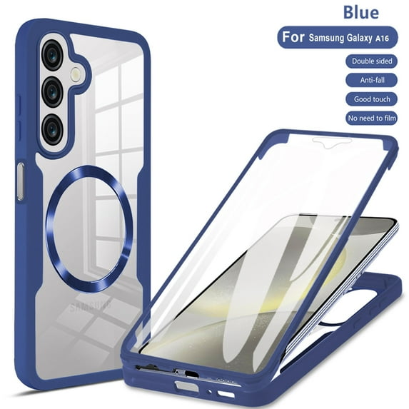 ELEHOLD for Samsung Galaxy A16 5G/4G Case with Screen Protector, Compatible with Mag safe Accessory, Built in Screen Protector Clear Full Body Protection Slim Shockproof Case,Blue