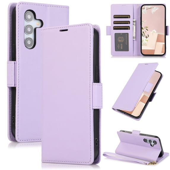 ELEHOLD For Samsung Galaxy A16 5G Case,PU Leather Flip Cover Card Holder Kickstand Feature Full Protection Wallet Case Cover with Wrist Strap For Samsung Galaxy A16 5G, Purple