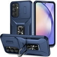 thumbnail image 1 of ELEHOLD for Samsung Galaxy A16 5G Case with Slide Cover Protector 360° Rotation Metal Ring Kickstand Impact-Resistant Shockproof Support Magnetic Car Mount Rugged Case ,Blue, 1 of 8