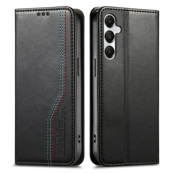 ELEHOLD For Samsung Galaxy A16 5G Wallet Case with Wristband, Vintage Faux Leather TPU Cover Card Cash Slot Magnetic Closure Stand Shockproof Wallet Case For Samsung Galaxy A16 5G ,Black