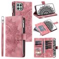 thumbnail image 1 of ELEHOLD for Samsung Galaxy A22 4G Multi-Function Wallet Case, Zipper Magnetic PU Leather Wrist Strap Card Holder Protective Wallet Stand for Women and Men Cover, pink, 1 of 5