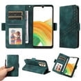thumbnail image 1 of ELEHOLD For Samsung Galaxy A23 4G Leather Wallet Phone Case, Embossed Diamond Folio Flip Cover, Card Holder Cash Slot, Stand Support, Wrist Strap Lanyard -Green, 1 of 10