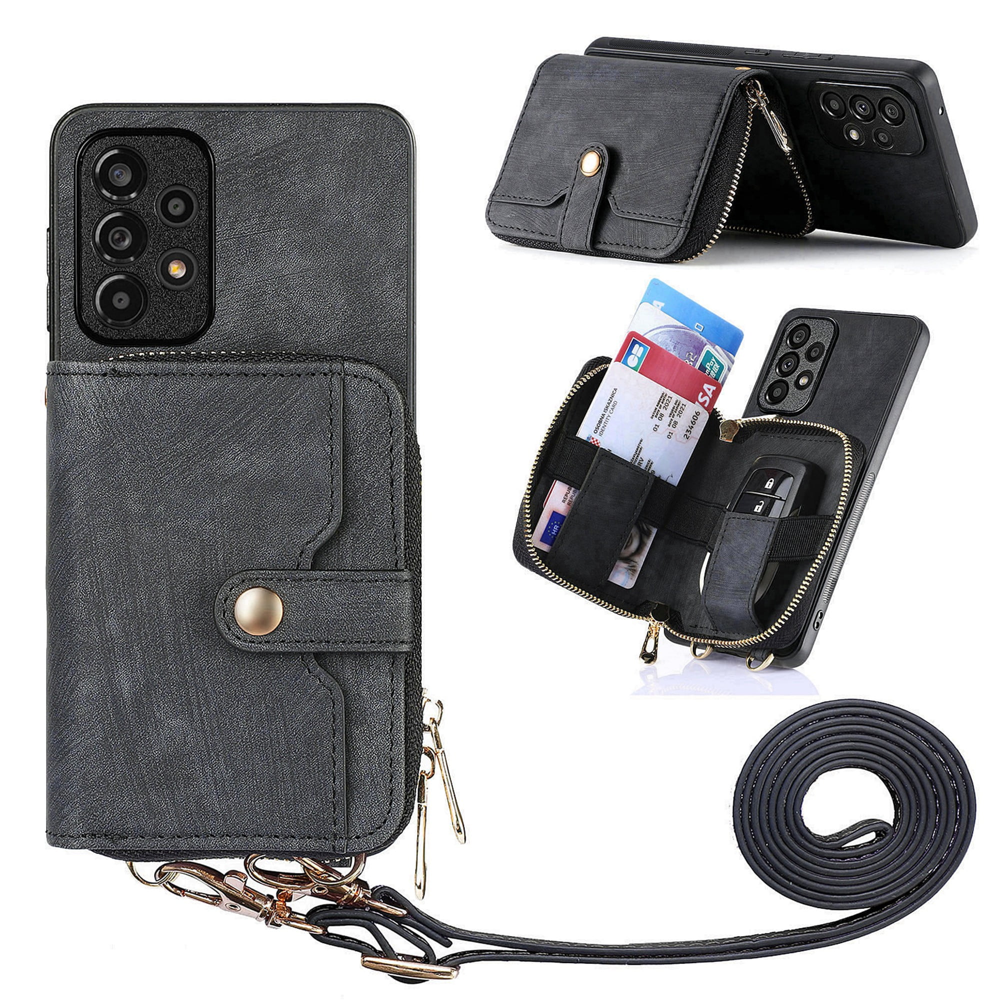 ELEHOLD Samsung Galaxy A23 5G Crossbody Wallet Case Zipper