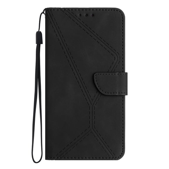 ELEHOLD for Samsung Galaxy A24 4G Flip Wallet Case, Magnetic PU Leather Wallet Case with Card Holder Kickstand Hand Strap Shockproof Folio Flip Protective Cover, black