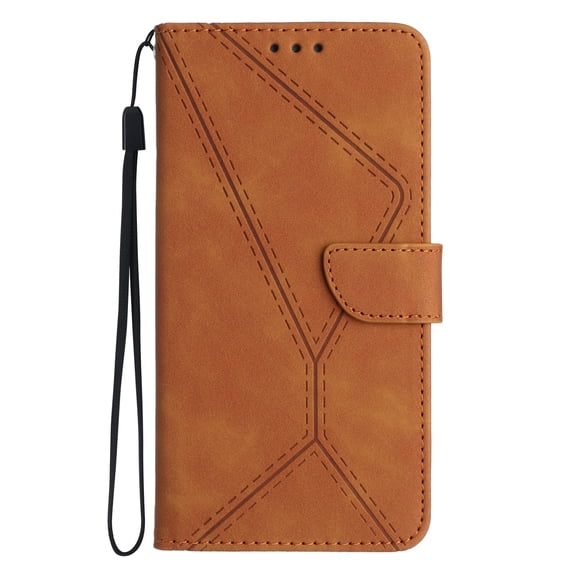 ELEHOLD for Samsung Galaxy A24 4G Flip Wallet Case, Magnetic PU Leather Wallet Case with Card Holder Kickstand Hand Strap Shockproof Folio Flip Protective Cover, brown