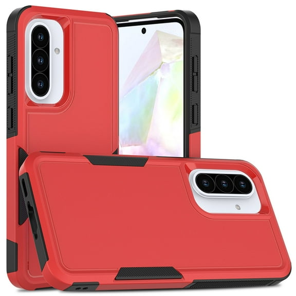 ELEHOLD for Samsung Galaxy A26 5G Case, Rugged Hard PC Soft TPU Hybrid Anti-Drop Camera Lens Protection Shockproof Glossy Non-Slip Slim Fit Case for Samsung Galaxy A26 5G,Red