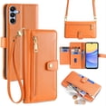 thumbnail image 1 of ELEHOLD for Samsung Galaxy A26 5G Wallet Case Crossbody, Zipper Phone Case with Card Holder Large Capacity Wrist Strap Leather Purse Cover for Women Men for Samsung Galaxy A26 5G,Orange, 1 of 8